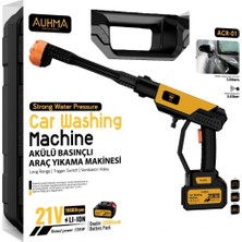 Auhma Acr-01 21V Akülü Basınçlı Araç Yıkama Makinesi | 12000MAH Çift Batarya | Taşınabilir Oto Yıkama Tabancası