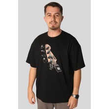 Oversize Siyah T-Shirt %100 Pamuk – Unisex Streetwear Tasarım Baskılı