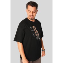 Oversize Siyah T-Shirt %100 Pamuk – Unisex Streetwear Tasarım Baskılı