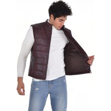 Deri Work Hakiki Deri Kahverengi 3 Cepli Hakim Yaka Erkek Deri Yelek