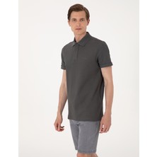 Pierre Cardin Erkek Gri Slim Fit %100 Pamuk Kıvrılmaz Amerikan Pike Polo Yaka Basic Tişört 50306154-VR024