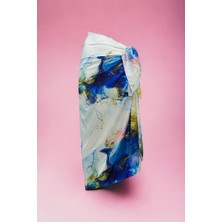 Beyaz Lacivert Granit Desenli Desenli Uzun Pareo Saten Kadın Plaj Elbisesi Yeni Sezon