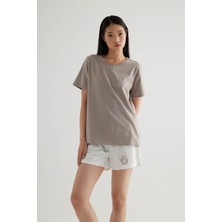 Kadın Pamuklu Kısa Kollu Pijama Üstü