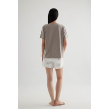 Kadın Pamuklu Kısa Kollu Pijama Üstü