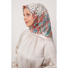 Pembe Yaprak  Desen Twill Ipek Eşarp