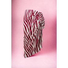 Bordo Zebra Desenli Uzun Pareo Saten Kadın Plaj Elbisesi Yeni Sezon
