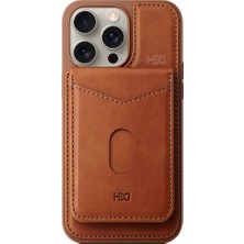 HDD HBC-246 Ottawa Magnet iPhone 15 Pro Magsafe Kartvizitlikli ve Standlı Deri Kılıf - Kahverengi