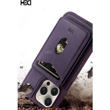 HDD HBC-246 Ottawa Magnet iPhone 15 Pro Magsafe Kartvizitlikli ve Standlı Deri Kılıf - Kahverengi