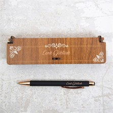 Kişiye Özel Exclusive Ahşap Kutulu Tükenmez Kalem Siyah