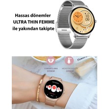 Logia Powerbanklı Ultra Thin Femme Akıllı Saat Yuvarlak Çelik Kasa Metal Kordon