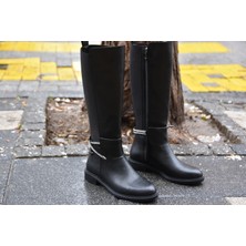 Kindep Termo Kaymaz Taban Fermuarlı Kadın Streç Çizme Siyah