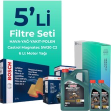 BOSCH Kia Rio 1.4 Dizel Filtre Bakım Seti Castrol Motor Yağlı (2011-2017) 5 Li