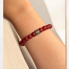 Akik Doğal Taş Sıralı Detaylı Lastikli Bileklik