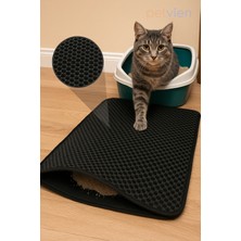 Petvien Kedi Kumu Paspası - Kedi Paspası 58X40 cm - Kedi Tuvaleti Önüne Koymak Için Paspas