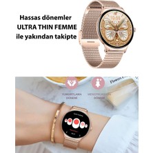 Logia Powerbank  Ultra Thin Femme Akıllı Saat Yuvarlak Çelik Kasa Metal Kordon Gold