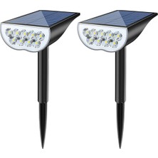 Neovista Solar Güneş Enerjili Kazık Bahçe Aydınlatma Lambası 9 LED Beyaz Işık Güneş Paneli ile Otomatik Şarj