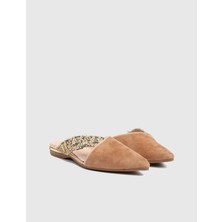 Dylan Süet Deri Kumaş Bej Kadın Terlik