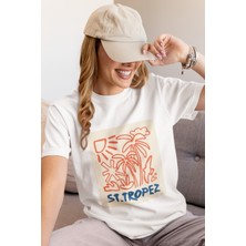 Zuno Kadın Comfort Fit St Tropez Baskılı T-Shirt