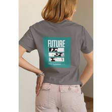 Zuno Kadın Comfort Fit Future Baskılı T-Shirt