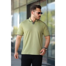 Erkek Haki Polo Yaka %100 Pamuk Tişört - 2531