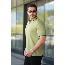 Erkek Haki Polo Yaka %100 Pamuk Tişört - 2531