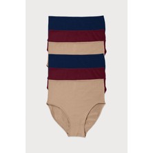 Malabadi Kadın Lacivert Bordo Ten Rengi 6 Lı Paket Modal Yüksek Bel Slip Külot 1955