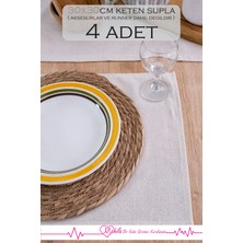 4 Adet %100 Ham Keten Peçete 30X30CM, Amerikan Sunum Peçetesi, Organik Keten
