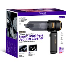 Auhma Ahv-02 Kablosuz Araç Içi Süpürge Siyah | 17000PA Güçlü Vakum | Fırçasız Motor | Üfleme & Vakum Özellikli | 9 Başlık + Type-C Kablo