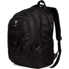 Erkek Siyah Dayanıklı Su Geçirmez Kumaş Fermuarlı Laptop Okul Spor ve Sırt Çantası (32X47CM) NEW032