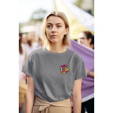Zuno Kadın Comfort Fit Zeka Küpü Baskılı T-Shirt