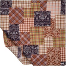 Pudra Mor Patchwork Desenli Tivil Ipek Eşarp