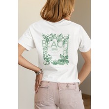 Zuno Kadın Comfort Fit Beach Baskılı T-Shirt