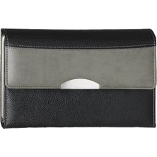 Kişiye Özel Deri Kılıflı Çantalı Gri Organizer Defter - Değiştirilebilir Iç