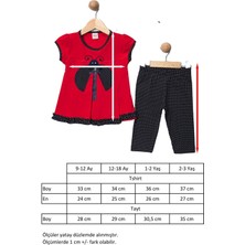 Kız Çocuk Uğur Böceği Tshirt Tayt Yazlık Takım (Saç Bandı Hediyeli) 9-12-18-24 Ay seçenekli