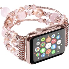 Ally Apple Watch 7-8 41MM 6-5-4 40MM Boncuk Taşlı Lux Kordon Kayış 3-2-1 38MM-(5 - MRK5899-6325