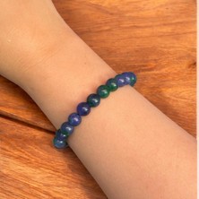 Jade Doğal Taş Sıralı Mavi ve Yeşil Lastikli Bileklik