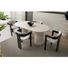 Yuvaset Home Mobilgen Traverten 4 Adet Viyana Sandalye Pamukkale Masa Takımı