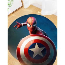 3D Kaptan Amerika Kalkanlı Marvel Halı – Süngerli Yüzey, Kaymaz Taban, Makinede Yıkanabilir