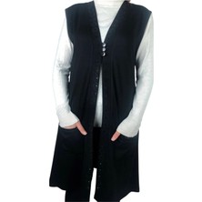 Kadın Günlük Uzun Penye Yelek