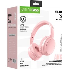 Karler Bass Krh4 Anc Kablosuz Kulak Üstü Kulaklık - Pembe