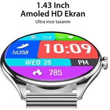 Logia Powerbanklı Ultra Thin Akıllı Saat Yuvarlak Çelik Kasa Metal Kordon