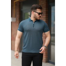 Fy Butik Erkek Fermuarlı Yaka Kısa Kollu Tişört