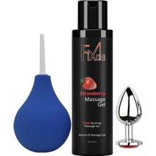Fixcla  Jel Çilek 125 ml Anal Temizleme Pompası Metal Taşlı Plug