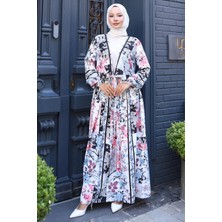 Çiçek Desenli Bağlamalı Etekli Takım Siyah HM2768