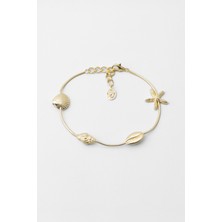 Thalassa 18 Ayar Sarı Altın Kaplama 19 cm Gümüş Bileklik