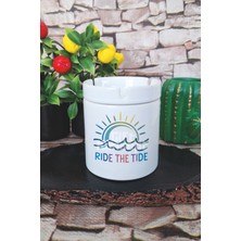 Ride The Tide Yaz Temalı Baskılı Seramik Kapaklı Kokusuz Küllük