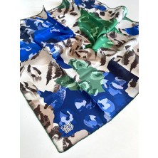 Levidor Tivil Saf Ipek Eşarp 49260 Mavi Karışık Desen