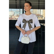 Kurdele Baskılı Oversize T-Shirt
