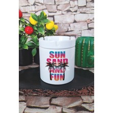 Sun Sand And Fun Yaz Temalı Baskılı Seramik Kapaklı Kokusuz Küllük