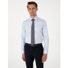Pierre Cardin Erkek Açık Mavi %100 Pamuk Parlak Saten Slim Fit Uzun Kollu Basic Gömlek 50305127-VR003